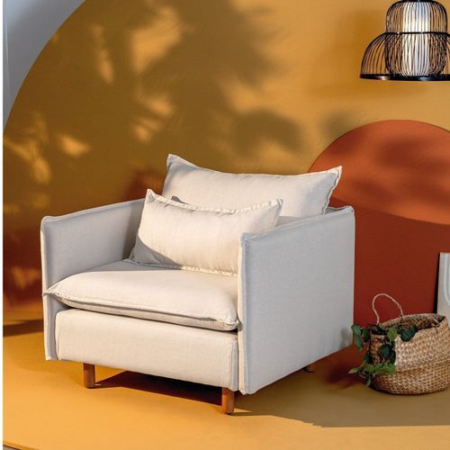 Poltrona com Pé Madeira Sôma CabeCasa MadeiraOriginals Bege Natural Natural