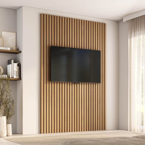 Painel Ripado para TV até 65 Polegadas 160cmx250cm Aruá CabeCasa MadeiraOriginals Marrom Jatobá Jatoba