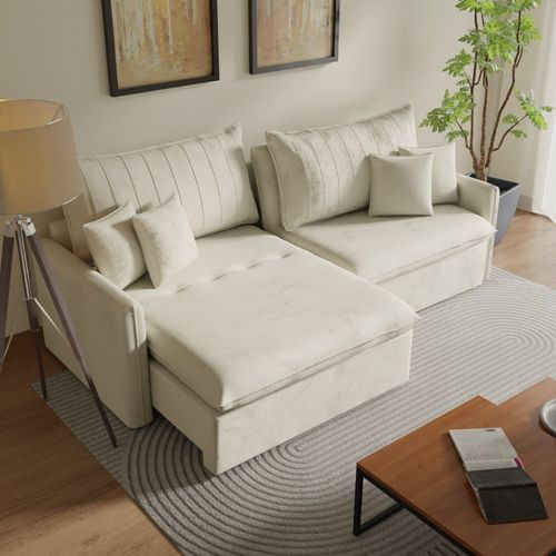 Sofá Cama Retrátil e Reclinável 260cm Colibri CabeCasa MadeiraOriginals Bege