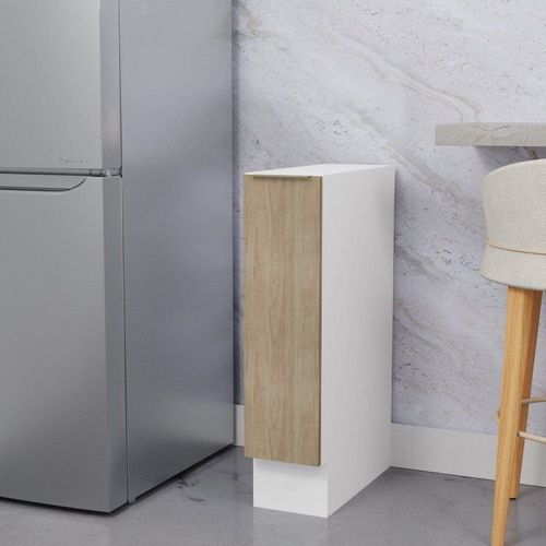 Balcão Porta Tempero 20cm sem Tampo com Rodapé Ipanema CabeCasa MadeiraOriginals Acácia/Branco