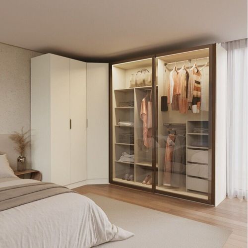 Guarda-Roupa Modulado de Canto Obliquo com 5 Portas Reflectas Orion Cabecasa Madeira Originals Aveia/Reflecta