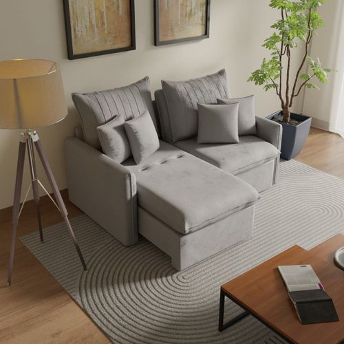 Sofá Cama Retrátil e Reclinável 180cm Colibri CabeCasa MadeiraOriginals Cinza Cinza