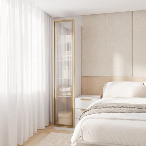 Guarda-Roupa Modular 40cm 1 Porta Reflecta com Prateleiras Jade CabeCasa MadeiraOriginals Branco