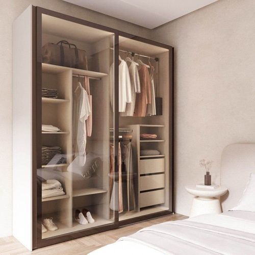 Guarda Roupa Modulado 100% MDF 2 Portas Reflecta de Correr Orion CabeCasa MadeiraOriginals Aveia/Reflecta