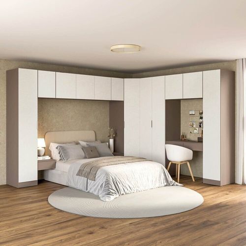 Guarda-roupa Modulado de Canto Obliquo 11 Peças com 12 Portas Orion CabeCasa MadeiraOriginals Mocha/Linho