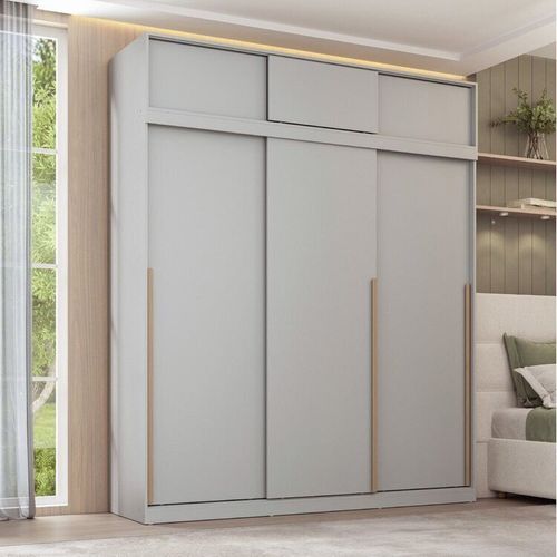 Guarda-roupa Modular 2 Peças 6 Portas de Correr Jade CabeCasa MadeiraOriginals Cinza Urbano
