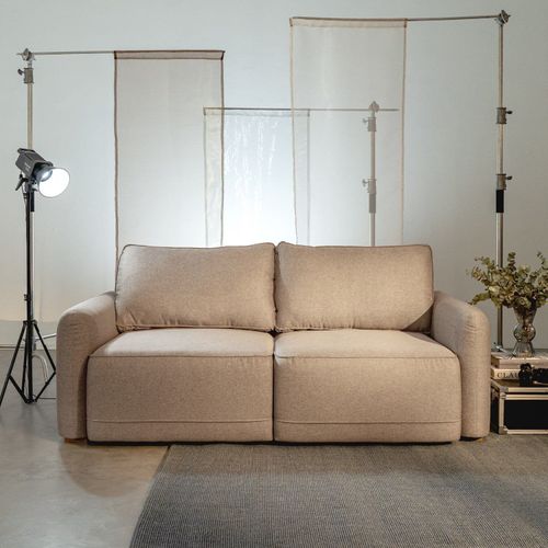 Sofá Retrátil 190cm Mellow Cabecasa Madeiraoriginals Bege Creme Creme