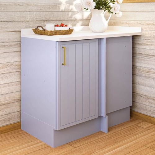Balcão Canto Reto 1 Porta com Tampo Marselha Cabecasa Madeiraoriginals Azul Sereno
