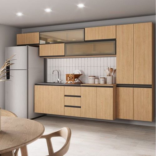 Cozinha Modulada 8 Peças 5 Aéreos 2 Balcões 1 Paneleiro Nara CabeCasa MadeiraOriginals Avena