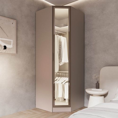Guarda Roupa Modulado 100% Mdf de Canto Oblíquo Reflecta Orion Cabecasa Madeiraoriginals Mocha/Reflecta