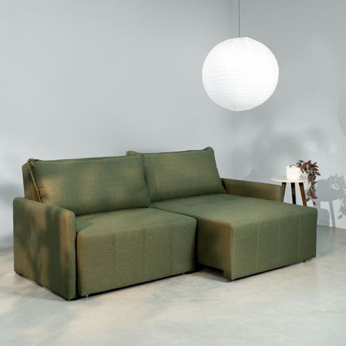 Sofá Cama Retrátil e Reclinável 3 Lugares 200cm em Linho Baraúna Cabecasa Madeiraoriginals Verde Verde