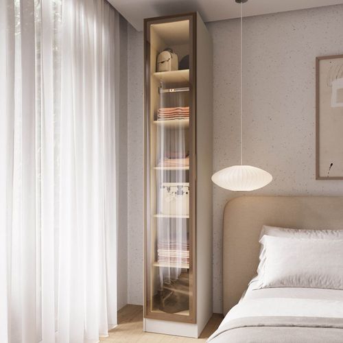 Guarda Roupa Modulado 100% MDF 1 Porta Reflecta Orion CabeCasa MadeiraOriginals Aveia/ Reflecta