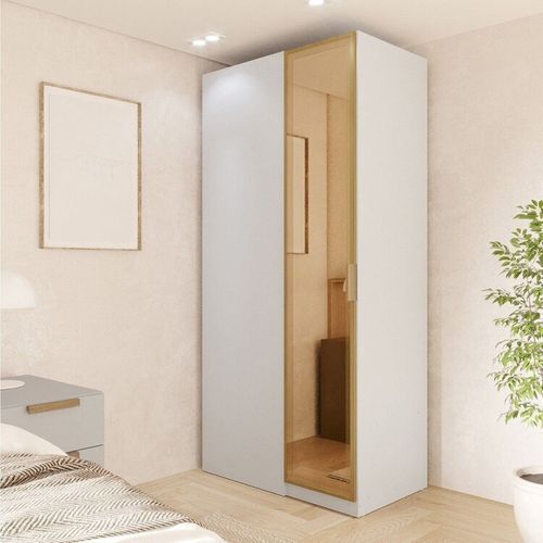 Guarda Roupa Linear 1 Porta Reflecta Jade CabeCasa MadeiraOriginals Branco Fosco