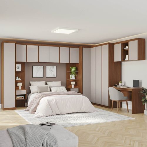 Guarda-Roupa Modulado 13 Peças 13 Portas Arani CabeCasa MadeiraOriginals Cinamomo / Off White