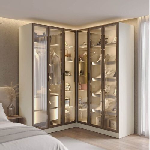 Guarda Roupa Modulado de Canto Linear 4 Peças 6 Portas Reflectas Orion CabeCasa MadeiraOriginals Aveia