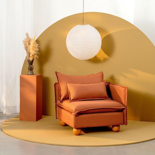 Sofá Modular Braço Lateral com Pé Bolinha Sôma CabeCasa MadeiraOriginals Marrom Mocha Mousse Mocha Mousse