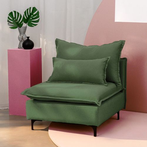 Sofá Modular com Encosto Pé Metal Sôma CabeCasa MadeiraOriginals Verde Verde