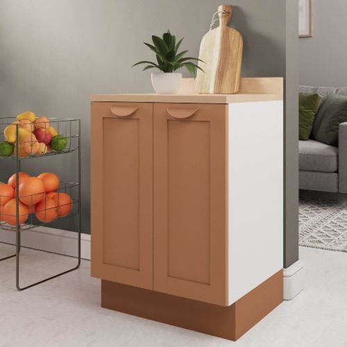 Balcão 2 Portas 60cm com Tampo Arizona CabeCasa MadeiraOriginals Terracota/Branco