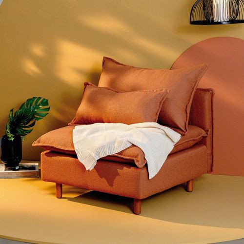Sofá Modular com Encosto Pé Madeira Sôma CabeCasa MadeiraOriginals Marrom Mocha Mousse Mocha Mousse