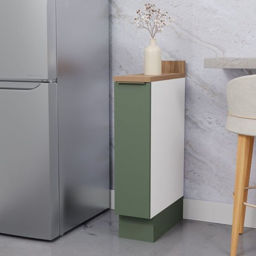 Balcão Porta Tempero 20cm com Tampo com Rodape Ipanema CabeCasa MadeiraOriginals Verde Folha/Branco