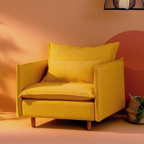 Poltrona com Pé Madeira Sôma CabeCasa MadeiraOriginals Amarelo Mostarda Mostarda