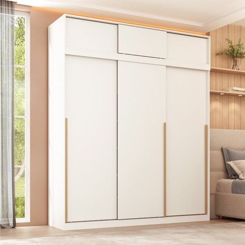 Guarda-roupa Modular 2 Peças 6 Portas de Correr Jade CabeCasa MadeiraOriginals Branco Fosco