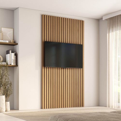 Painel Ripado para TV até 48 Polegadas 120cmx230cm Aruá CabeCasa MadeiraOriginals Marrom Jatobá Jatoba