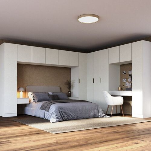 Guarda-roupa Modulado de Canto Linear 12 Peças com 13 Portas Orion CabeCasa MadeiraOriginals Aveia/Linho