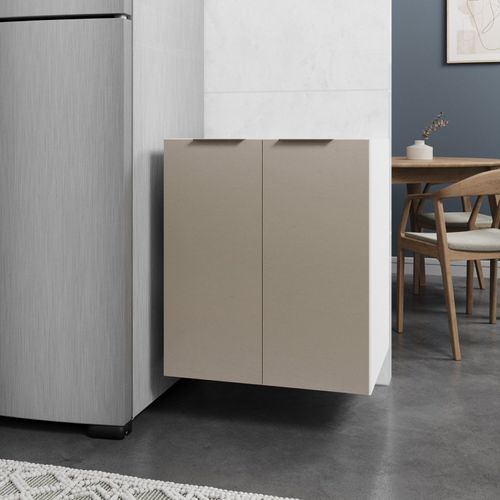 Balcão Suspenso 2 Portas 60cm sem Tampo Ipanema CabeCasa MadeiraOriginals Fendi Trama/Branco