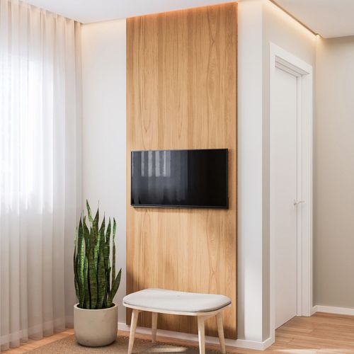 Painel para TV até 32 Polegadas 80cmx230cm Liso Aruá CabeCasa MadeiraOriginals Marrom Jatobá Jatoba