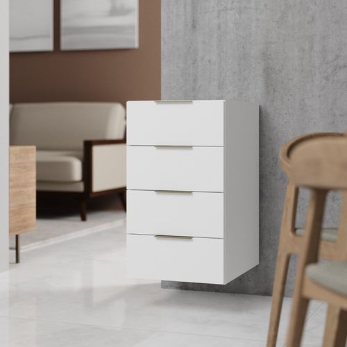 Balcão Suspenso 4 Gavetas 40cm sem Tampo sem Rodapé Ipanema CabeCasa MadeiraOriginals Branco