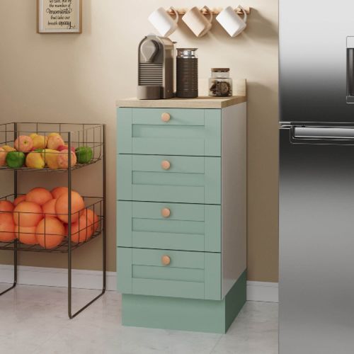 Balcão 4 Gavetas 40cm com Tampo Arizona CabeCasa MadeiraOriginals Menta/Branco