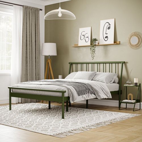 Cama Casal em Aço Begônia CabeCasa MadeiraOriginals Verde Musgo