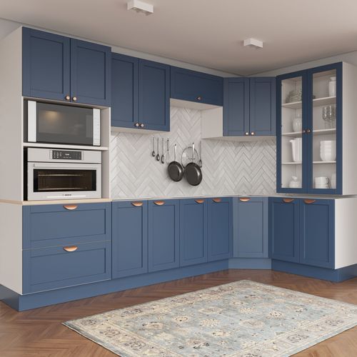 Cozinha Modulada 9 Peças 4 Aéreos 4 Balcões e Torre Quente Arizona CabeCasa MadeiraOriginals Branco/Azul
