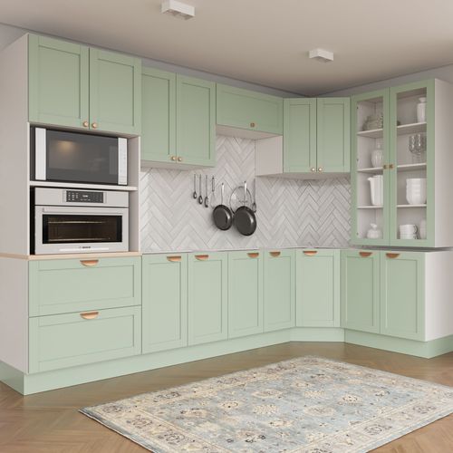 Cozinha Modulada 9 Peças 4 Aéreos 4 Balcões e Torre Quente Arizona CabeCasa MadeiraOriginals Branco/Menta