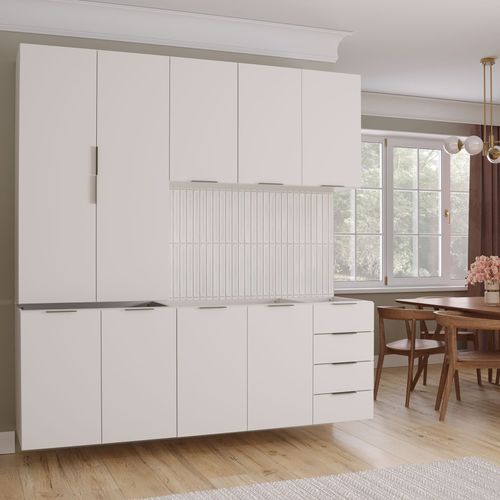 Cozinha Modulada 4 Peças sem Tampo 2 Aéreos 5 Portas e 2 Balcões Ipanema Cabecasa Madeiraoriginals Branco