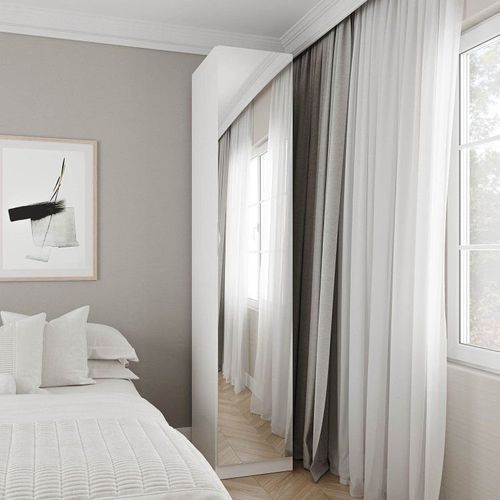 Guarda Roupa Modulado 1 Porta com Espelho 6 Prateleiras Hera CabeCasa MadeiraOriginals Branco Geada