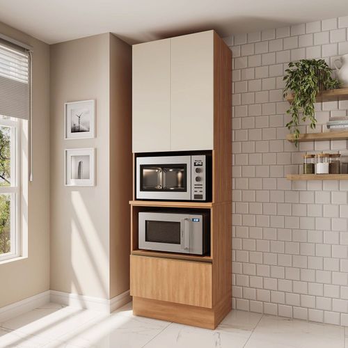 Torre Quente 2 Portas 1 Gaveta 70cm Aroeira CabeCasa MadeiraOriginals Cinza Sereno/Cedro