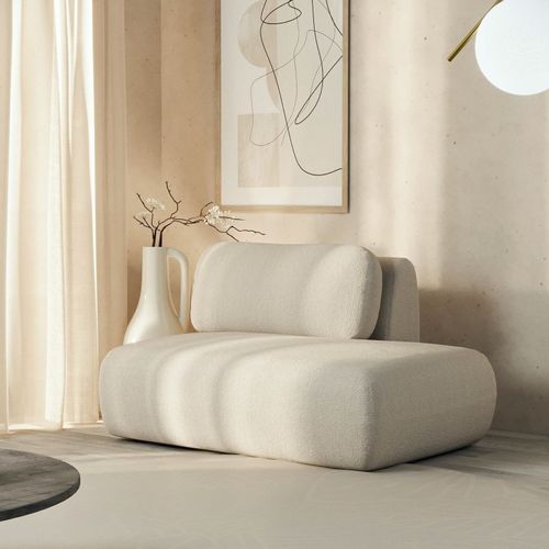 Sofá Modular Sumiê 100cm Direito Orla CabeCasa MadeiraOriginals Bege Espuma Do Mar Espuma do Mar