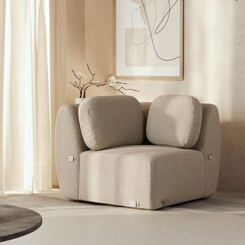 Sofá Modular de Canto Orla CabeCasa MadeiraOriginals Dourado Areia Areia