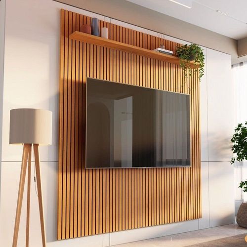 Painel para TV até 72 Polegadas 100% MDF 185,5cmx250cm Aloe CabeCasa MadeiraOriginals Bege Nature Nature