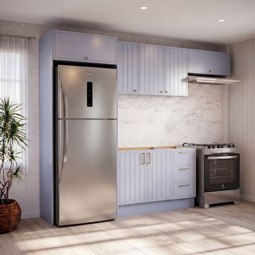 Cozinha Modulada 5 Peças 3 Aéreo 1 Balcão sem Tampo 1 Kit Lateral Marselha CabeCasa MadeiraOriginals Azul Sereno