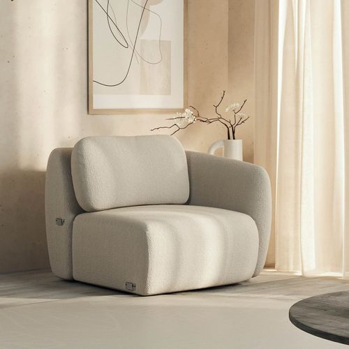 Sofá Modular 80cm com Braço Direito Orla CabeCasa MadeiraOriginals Bege Espuma Do Mar Espuma do Mar