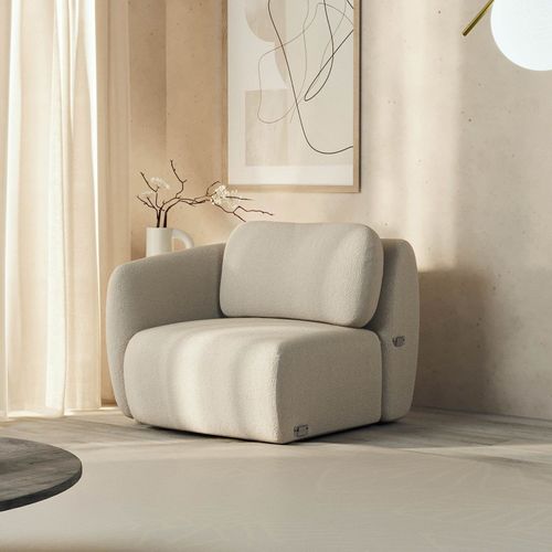 Sofá Modular 80cm com Braço Esquerdo Orla CabeCasa MadeiraOriginals Bege Espuma Do Mar Espuma do Mar