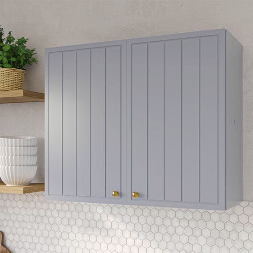 Armário Aéreo 2 Portas 80cm Marselha Cabecasa Madeiraoriginals Azul Sereno