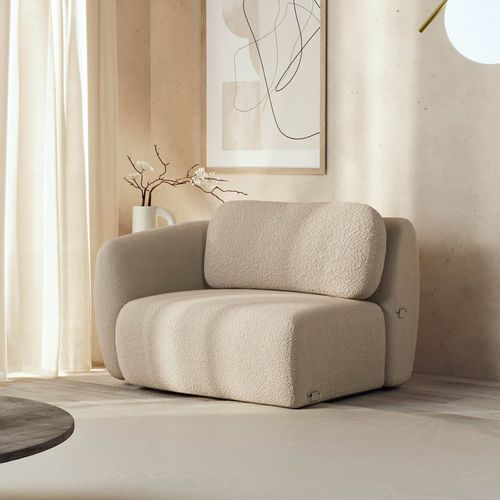 Sofá Modular 100cm com Braço Esquerdo Orla CabeCasa MadeiraOriginals Dourado Areia Areia
