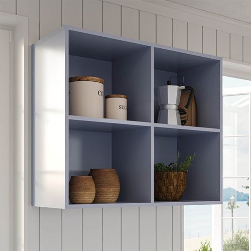 Armário Aéreo Nicho 80cm Marselha Cabecasa Madeiraoriginals Azul Sereno Azul Sereno