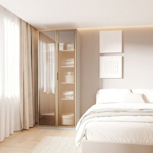 Guarda Roupa Modulado 2 Portas Reflecta com Prateleiras Jade CabeCasa MadeiraMadeira Cinza Urbano