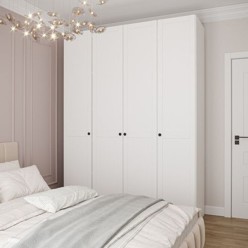 Guarda Roupa Modulado 4 Portas Americanas Hera Cabecasa Madeiramadeira Branco Geada