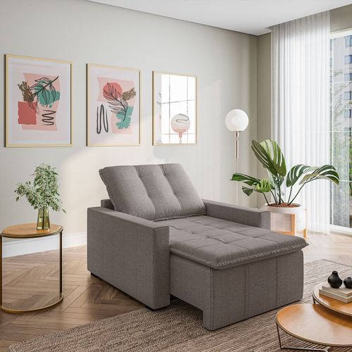 Poltrona Retrátil 1 Lugar Palmeira 104cm Grafite Claro CabeCasa MadeiraOriginals Marrom